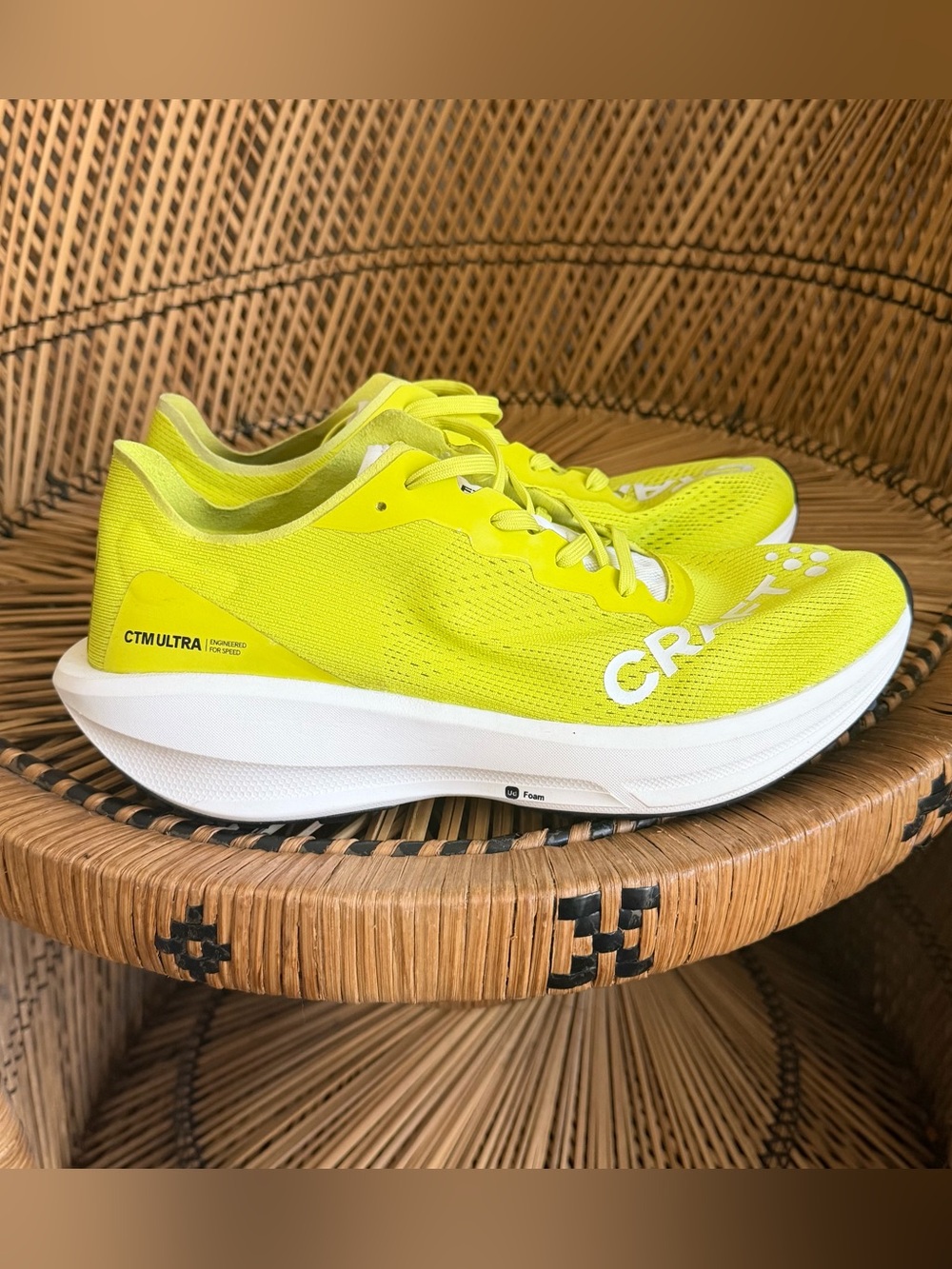 CRAFT CTM Ultra 2 M Men’s Running Sneakers YellowWhite Lace-Up Low Top Sz 9 READ